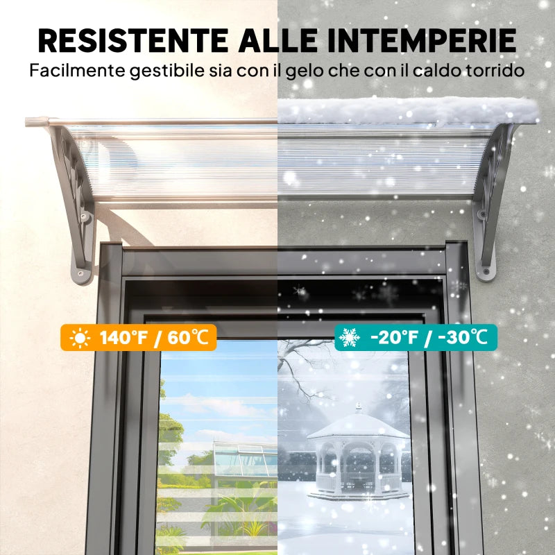 Outsunny Tettoia in Policarbonato Anti-UV da Esterno per Porte e Finestre da 100x80 cm