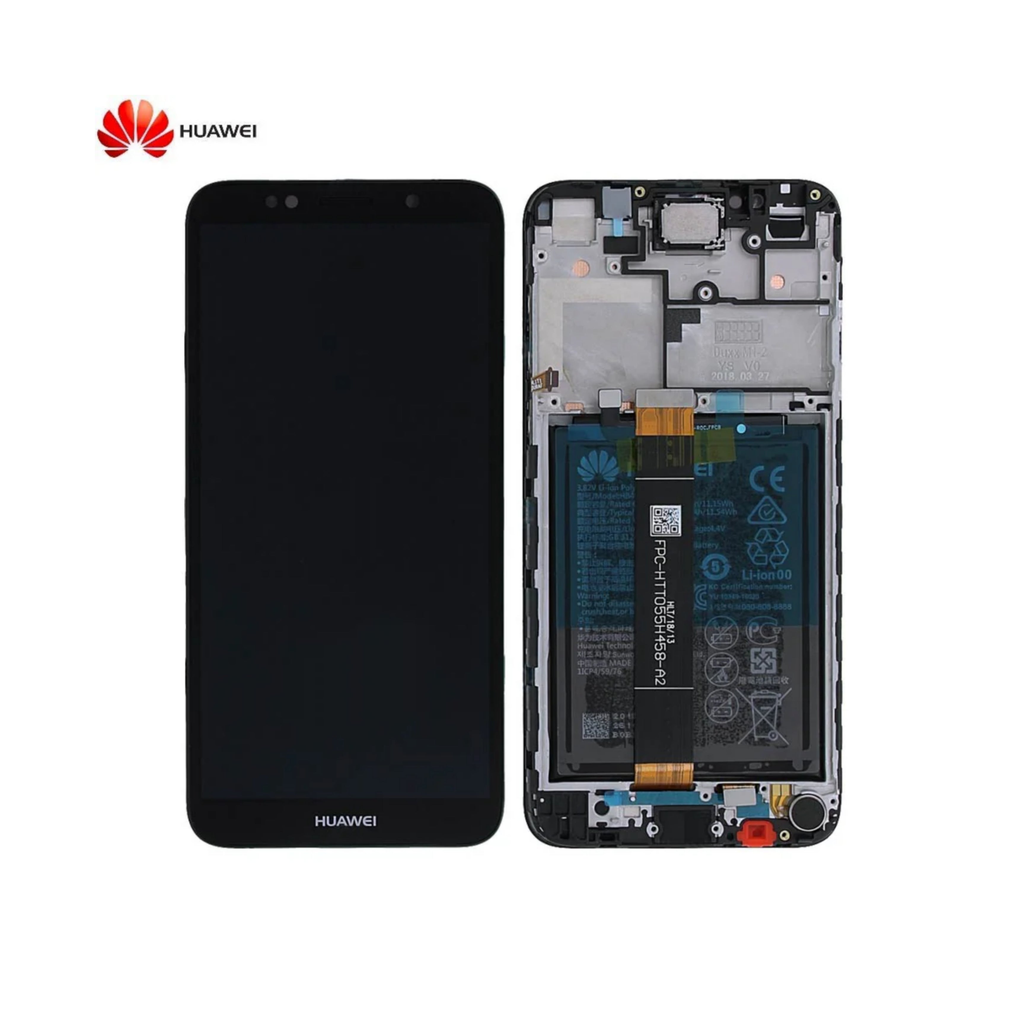 Huawei Display Originale | Y5 (2018) with Frame and Battery, Black