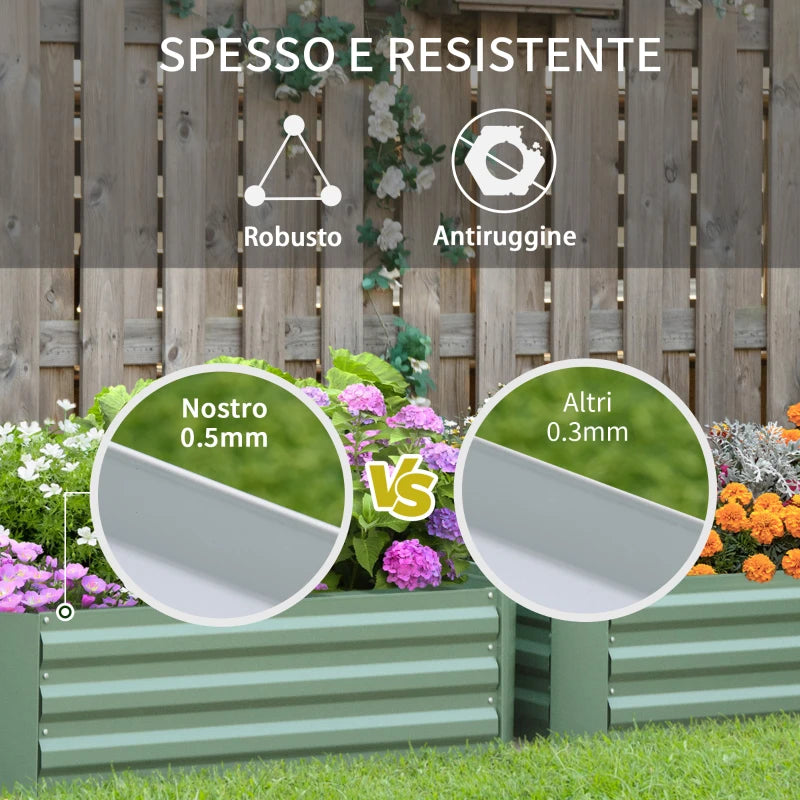 Outsunny Set di 2 Letti per Orto Rialzati in Acciaio Zincato per Piante e Ortaggi, 100x100x30cm