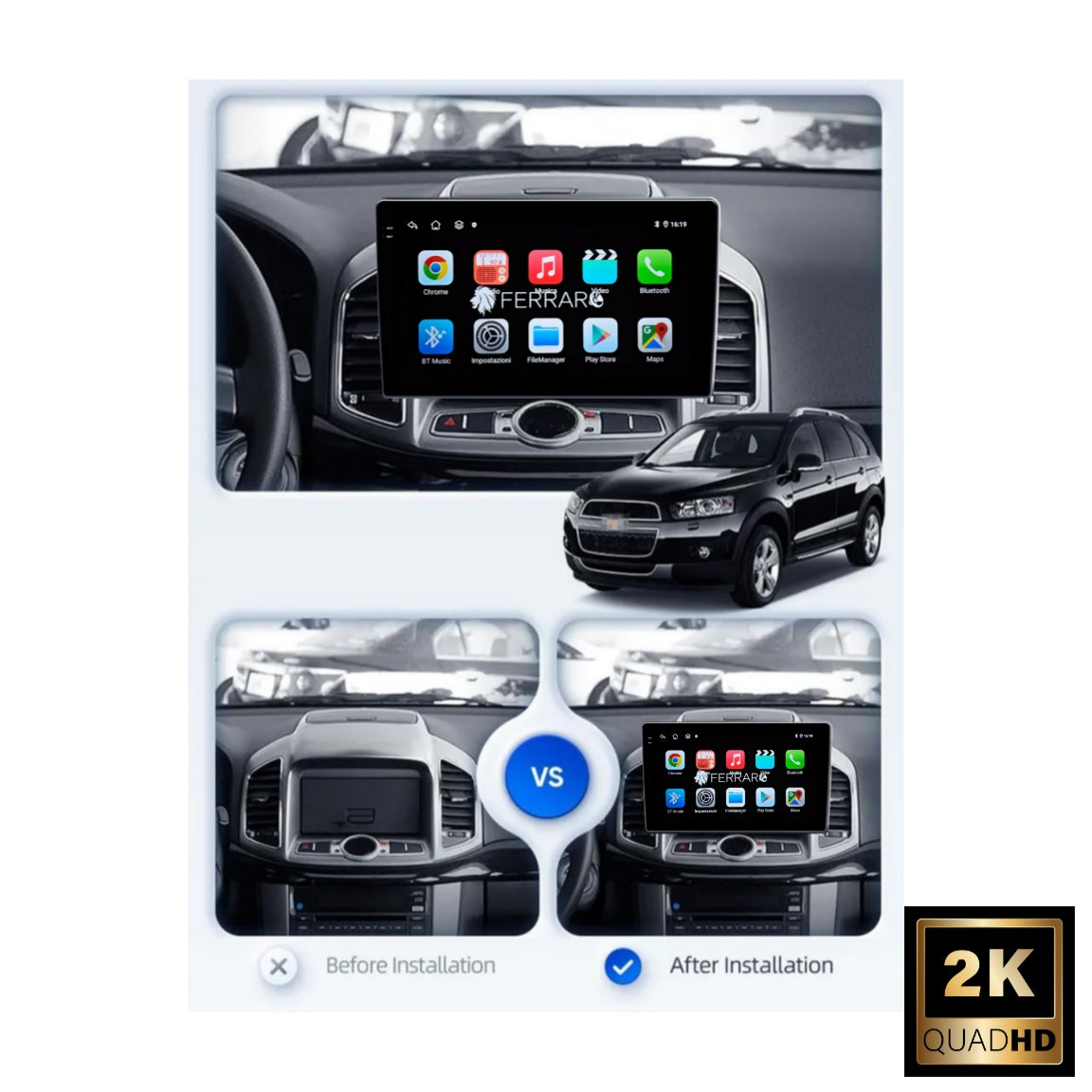 Autoradio per Chrevolet Captiva 10.1" 2K | 2011-2016 | Android | Bluetooth | CarPlay | Android Auto | 4/64GB Ram