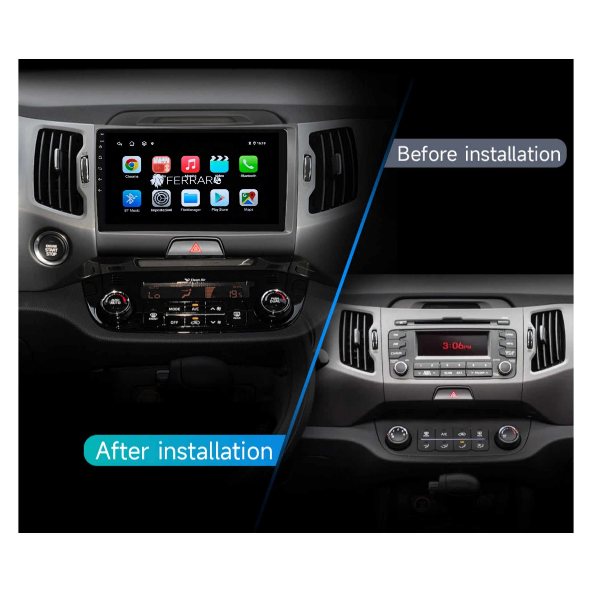 Autoradio per Kia Sportage 3 9" | 2010-2016 | Android | Bluetooth | CarPlay | Android Auto | 2GB/4GB/6GB/8GB Ram