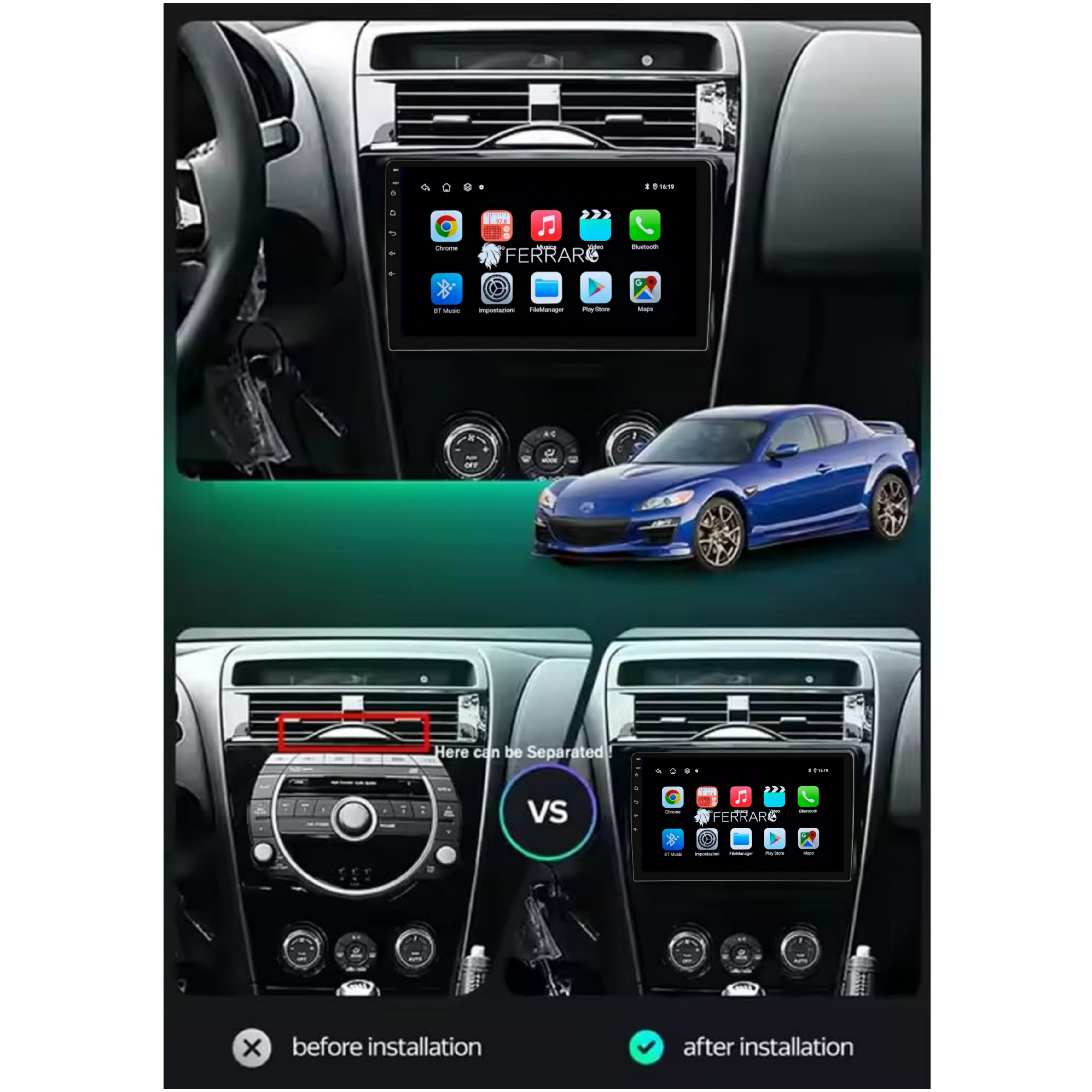 Autoradio per Mazda RX8 9" | 2003-2011 | Android | Bluetooth | CarPlay | Android Auto | 2GB/4GB/6GB/8GB Ram