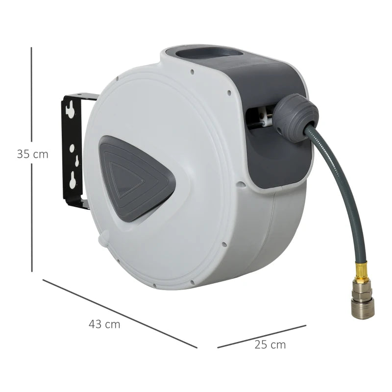 DURHAND Avvolgitubo Automatico 20m + 194cm con Attacco Φ1/4'', Montaggio a Parete e Ruotabile di 180°, Grigio