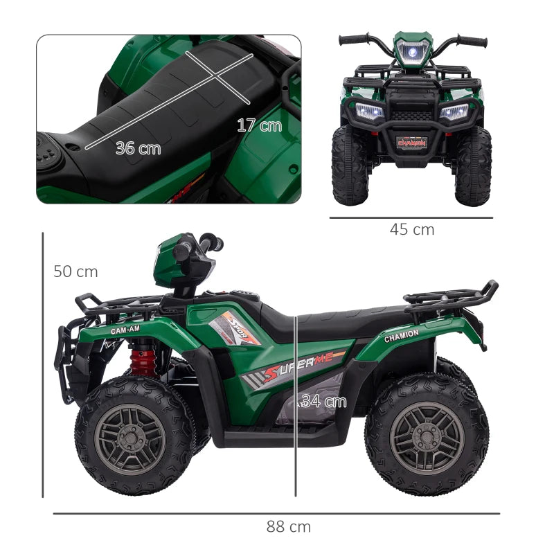 HOMCOM Quad per Bambini 3-6 Anni con 3 Luci LED, Velocità max 4km/h e 50 Minuti max di Carica, 88x45x50 cm