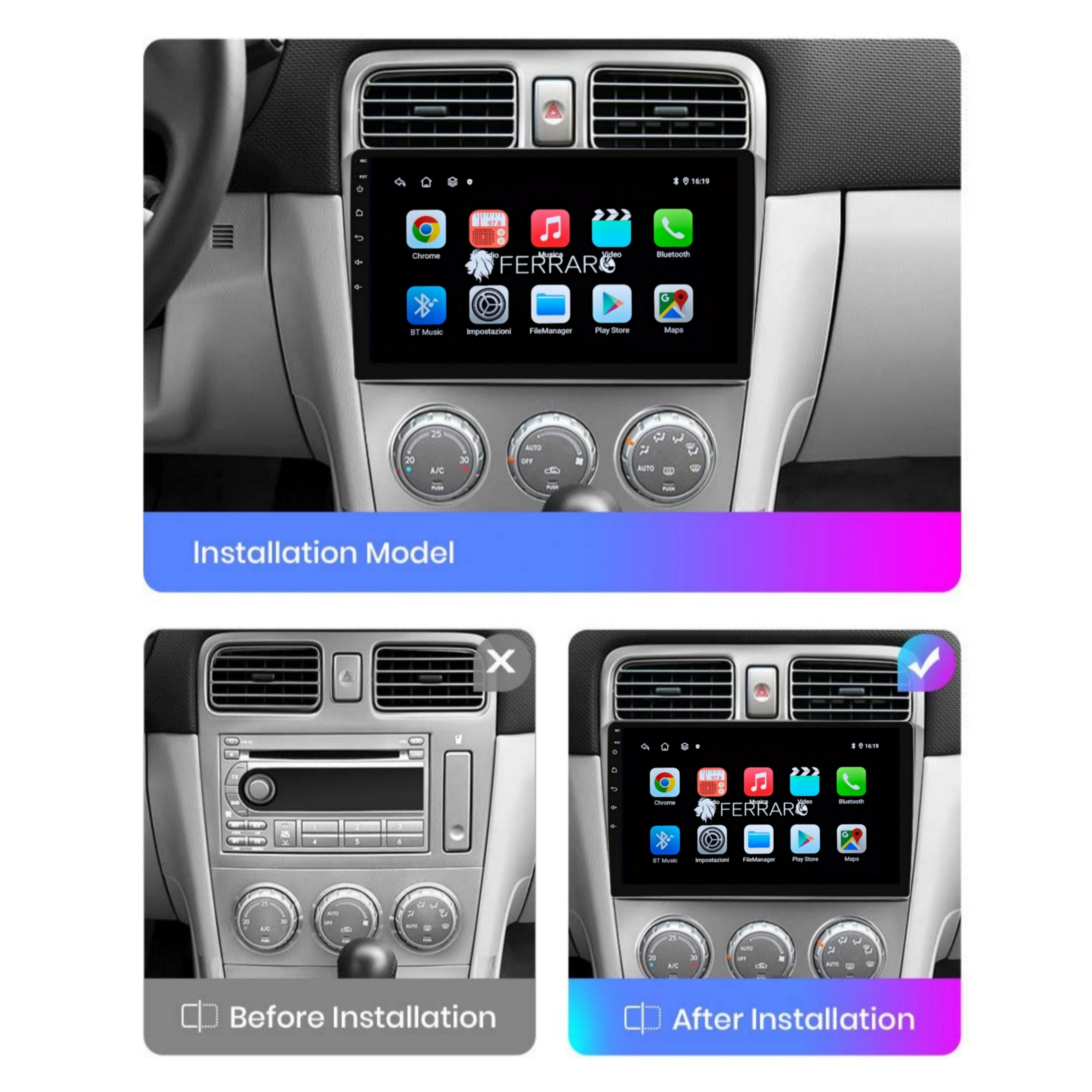 Autoradio per Subaru Forester SG 9" | 2002-2008 | Android | Bluetooth | CarPlay | Android Auto | 2GB/4GB/6GB/8GB Ram