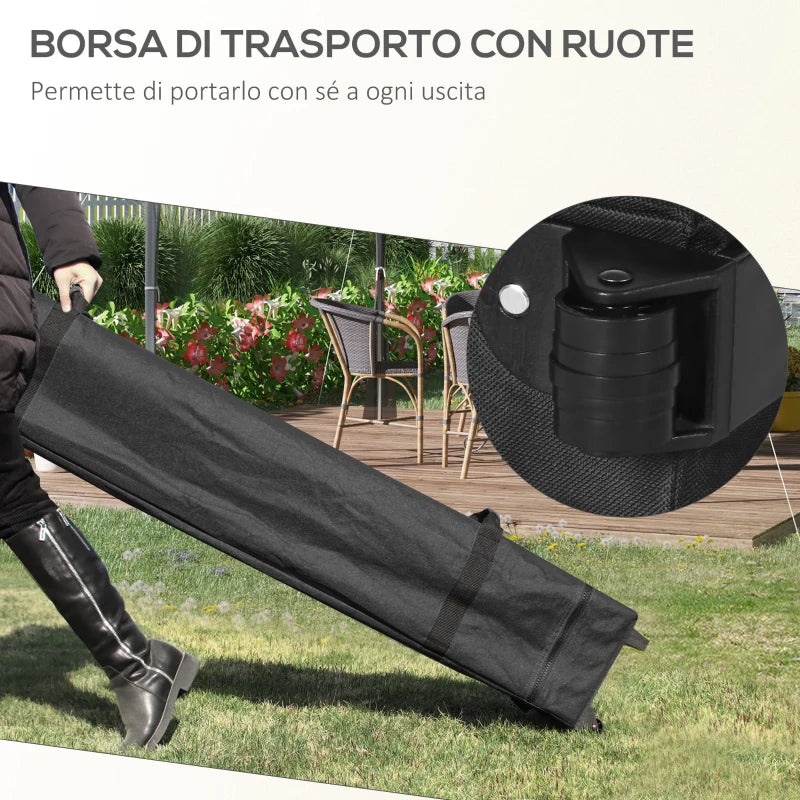 Outsunny Gazebo da Giardino 3x3 m con Zanzariera e Borsa da Trasporto con Ruote, Color Crema