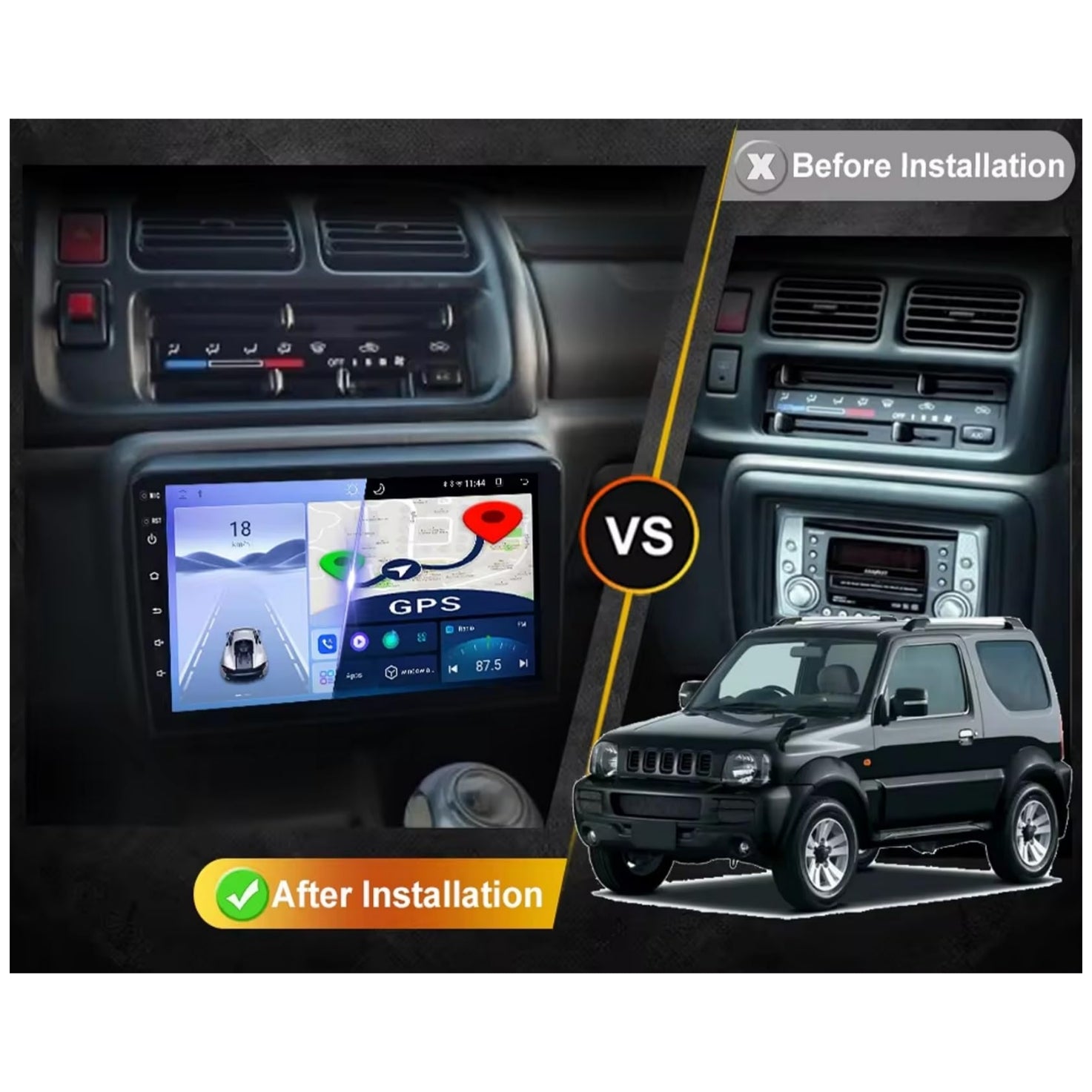 Autoradio per Suzuki Jimny 9" 2K | 1998-2004 | Android | Bluetooth | CarPlay | Android Auto | 12/256GB Ram