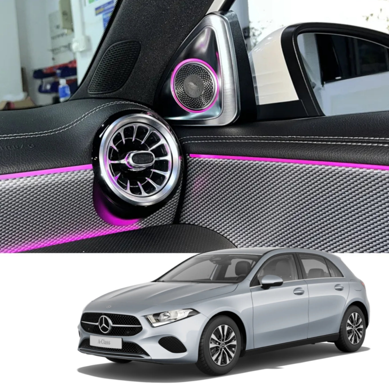 Ambient Light Tweeter per Mercedes Benz Classe A W177 (2020-2025), 64 Colori RGB