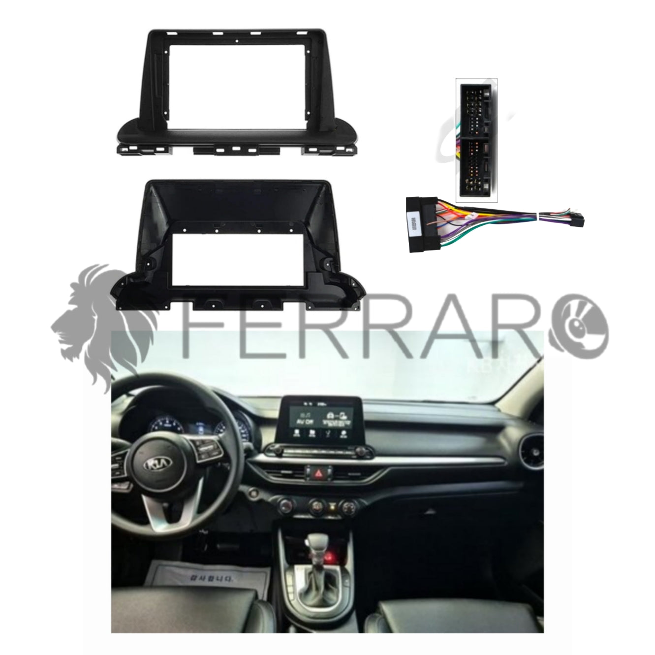 Kit Montaggio Autoradio 9"Pollici, Kia Cerato, Kia K3 (Dal 2018>) Mascherina, Cablaggio per Autoradio Android