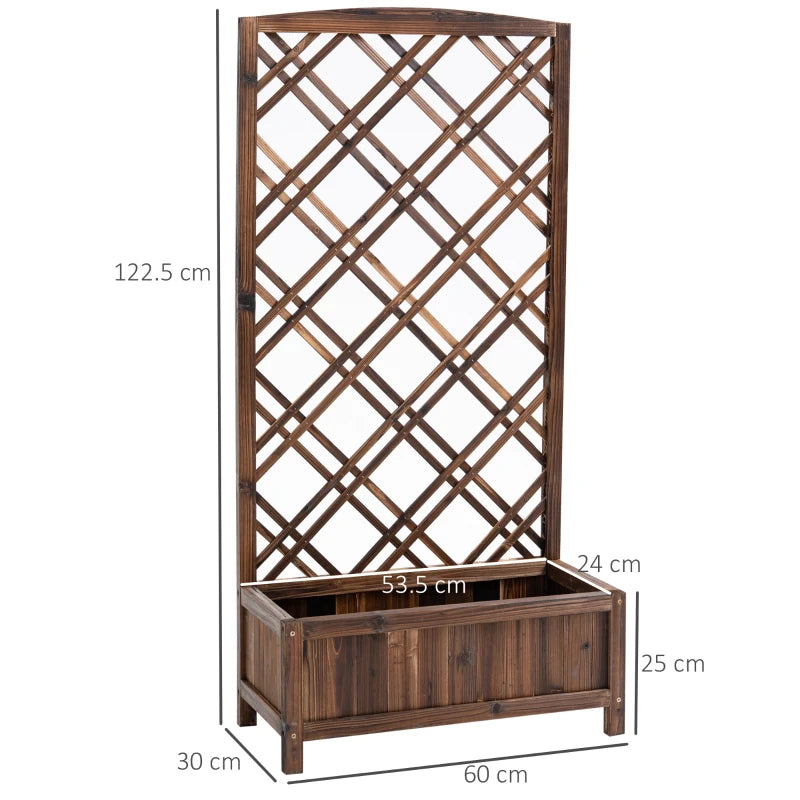 Outsunny Fioriera da Esterno con Grigliato in Legno per Piante Rampicanti, 60x30x122.5 cm, Marrone