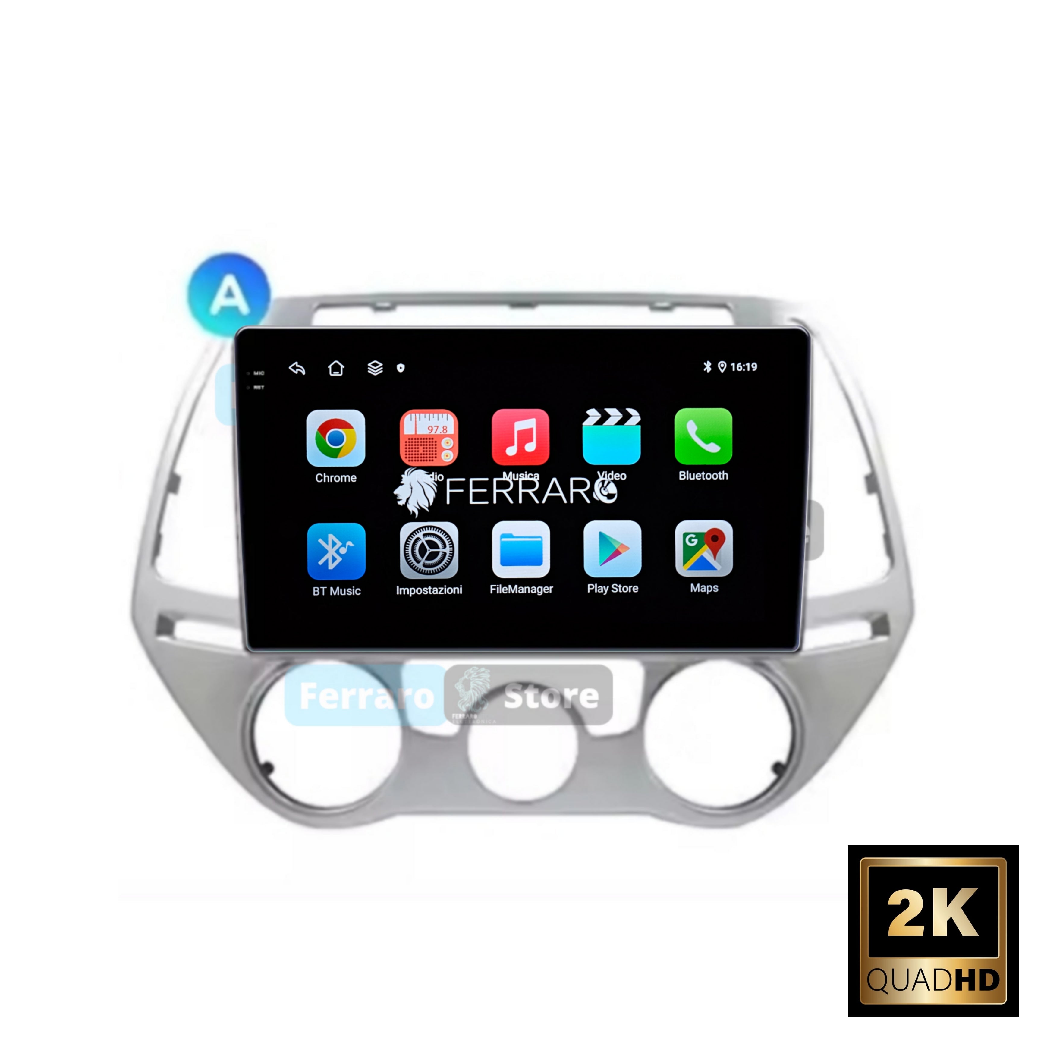 Autoradio per Hyundai i20 9" 2K | 2012-2014 | Android | Bluetooth | CarPlay | Android Auto | 12/256GB Ram