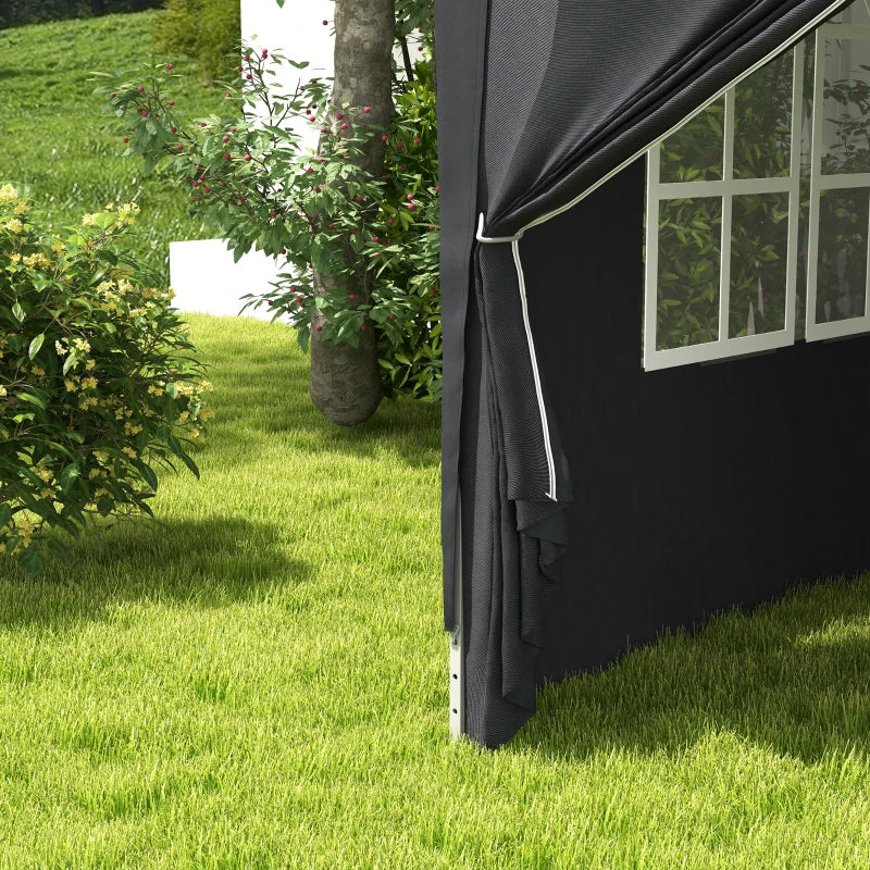 Outsunny Gazebo 3x3 ad Altezza Regolabile con Fori di Drenaggio e Borsa da Trasporto, in Metallo, Grigio