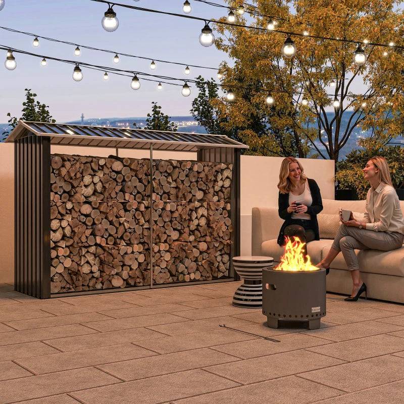Outsunny Legnaia con Struttura in Acciaio Galvanizzato e Base rialzata, 240x 86x160cm, Nero