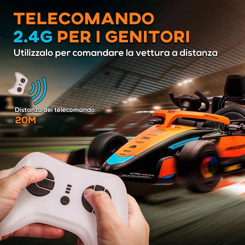 AIYAPLAY Macchina Elettrica per Bambini 3-5 Anni con Licenza McLaren, Telecomando e Clacson, 115x67x50 cm, Arancione