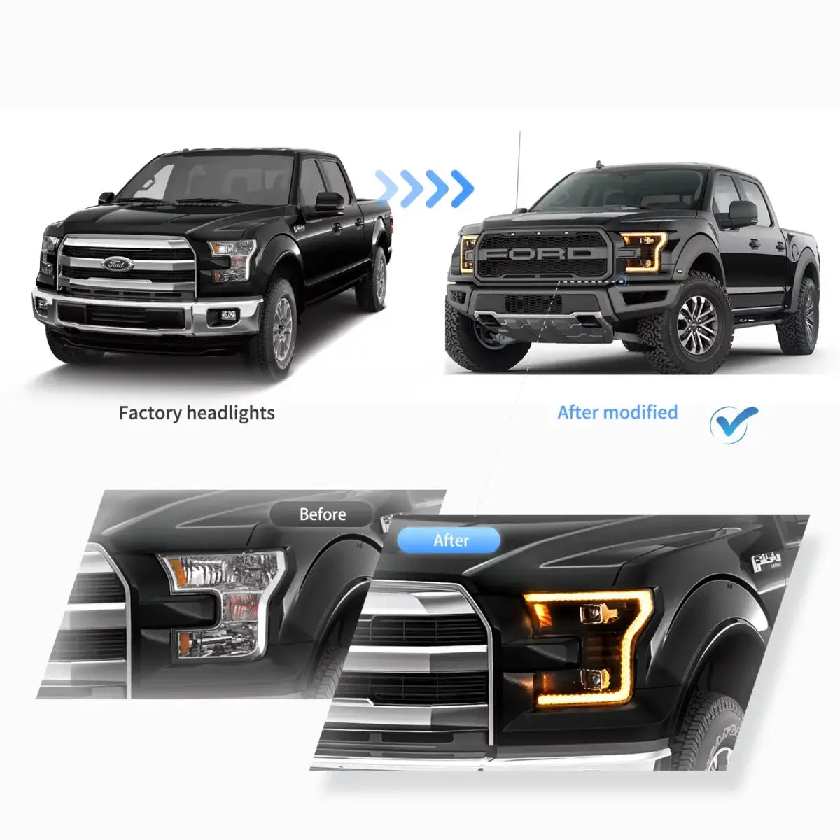 Fanali Anteriore Completo per Ford F150 13ª Serie (2015-2017) a LED