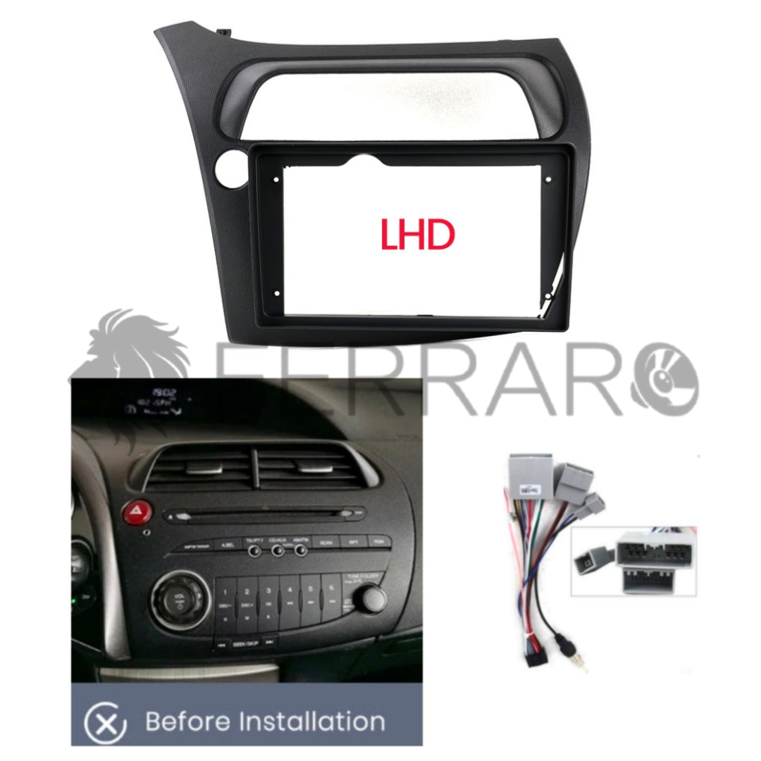 Kit Montaggio Autoradio 9"Pollici Honda Civic Hatchback (2005-2011) Mascherina, Cablaggio Autoradio Android