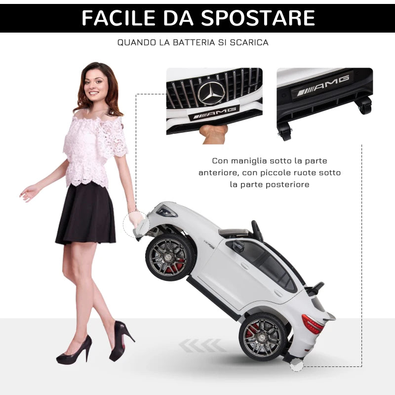 HOMCOM Macchina Elettrica per Bambini 3-5 Anni Mercedes con Cintura di Sicurezza e Telecomando, Bianco