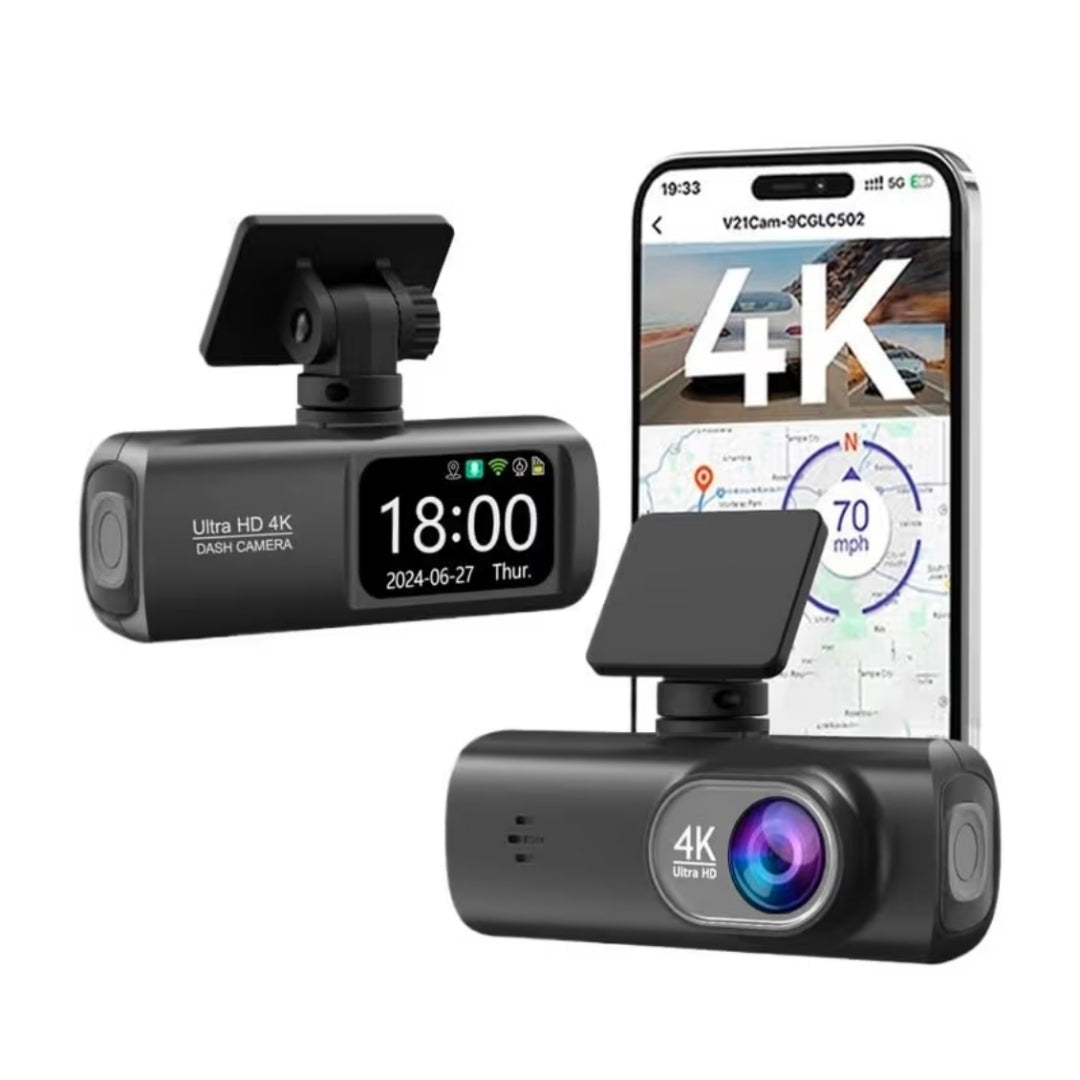 Dashcam Auto 4K Ultra HD Doppia Telecamera, Wi-Fi, App e Camera Posteriore Quadrata