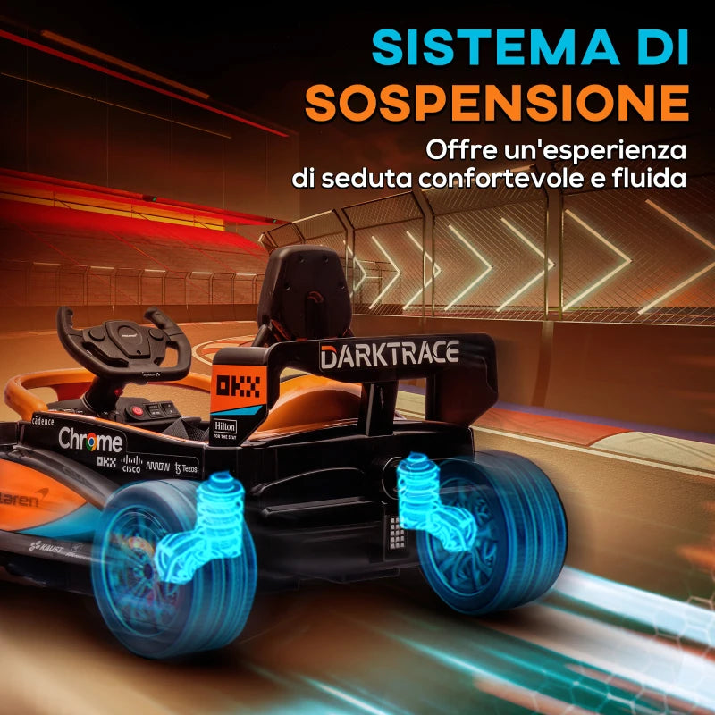 AIYAPLAY Macchina Elettrica per Bambini 3-5 Anni con Licenza McLaren, Telecomando e Clacson, 115x67x50 cm, Arancione