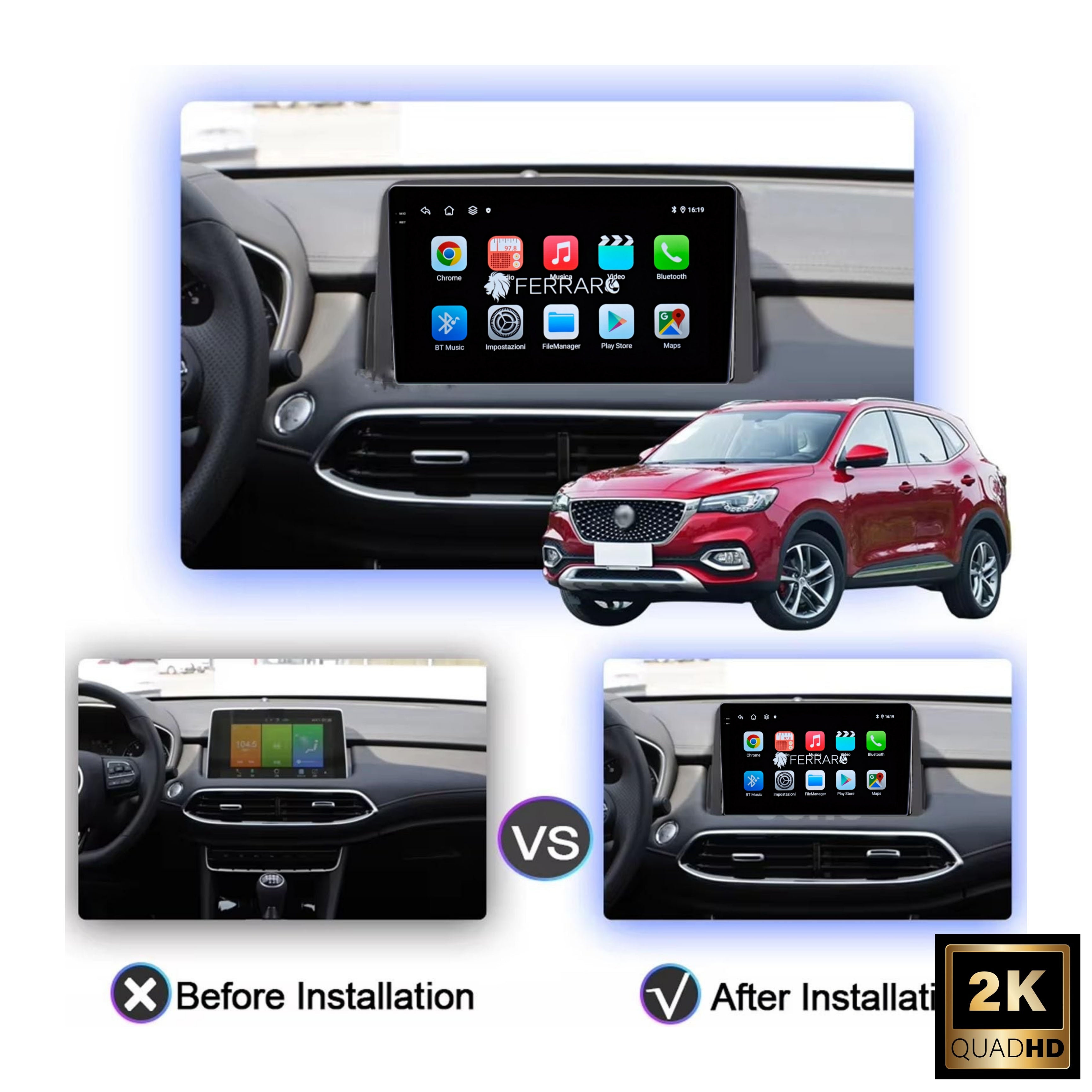Autoradio per MG HS 10.1" 2K | 2018-2020 | Android | Bluetooth | CarPlay | Android Auto | 4/64GB Ram