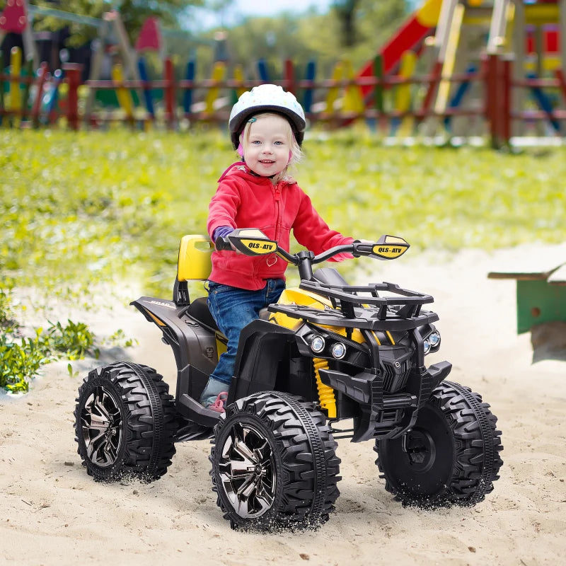 HOMCOM Quad per Bambini Elettrico 12V con Fari e Batteria Ricaricabile, Età 3-5 Anni, 100x65x73cm, Giallo