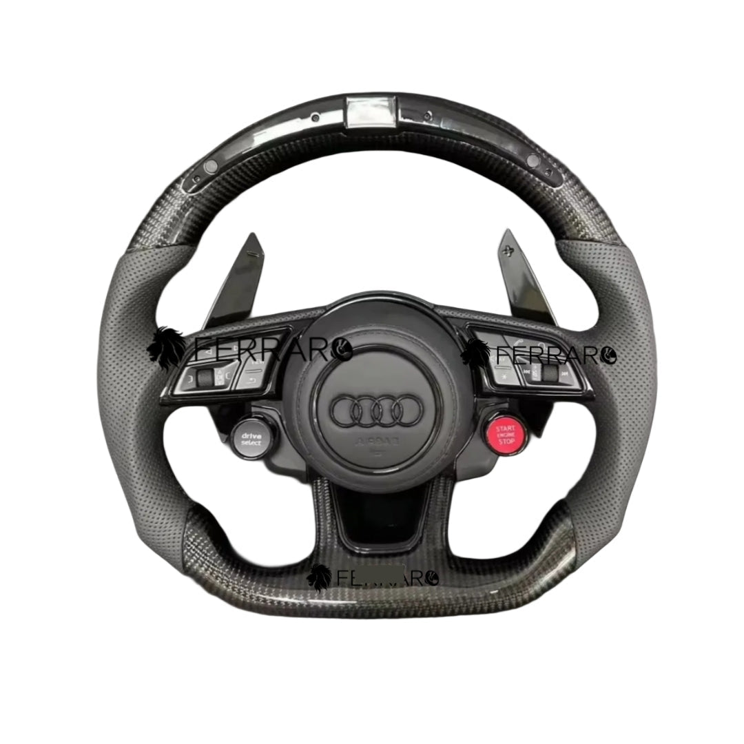 (PRENOTA) Volante per Audi, Carbonio, LED, Punzonatura, Foratura, Pulsanti, RS