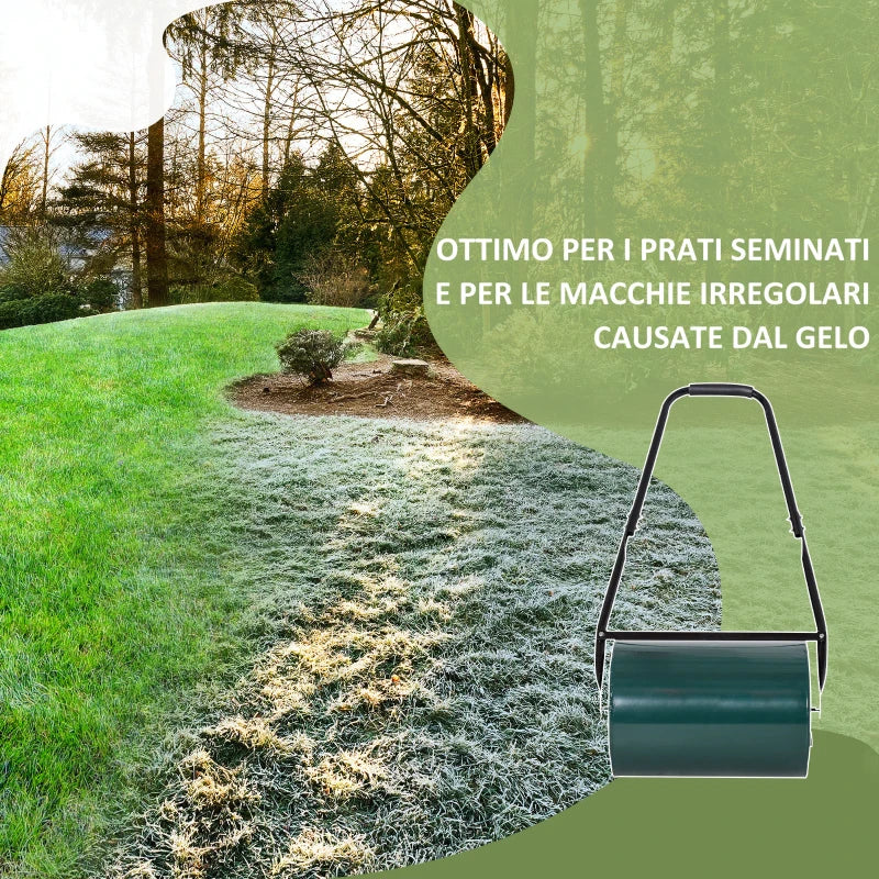 Outsunny Rullo per Prato da 30L di Capacità con Lama Raschiante, in Metallo, 102x50x30 cm, Verde Scuro