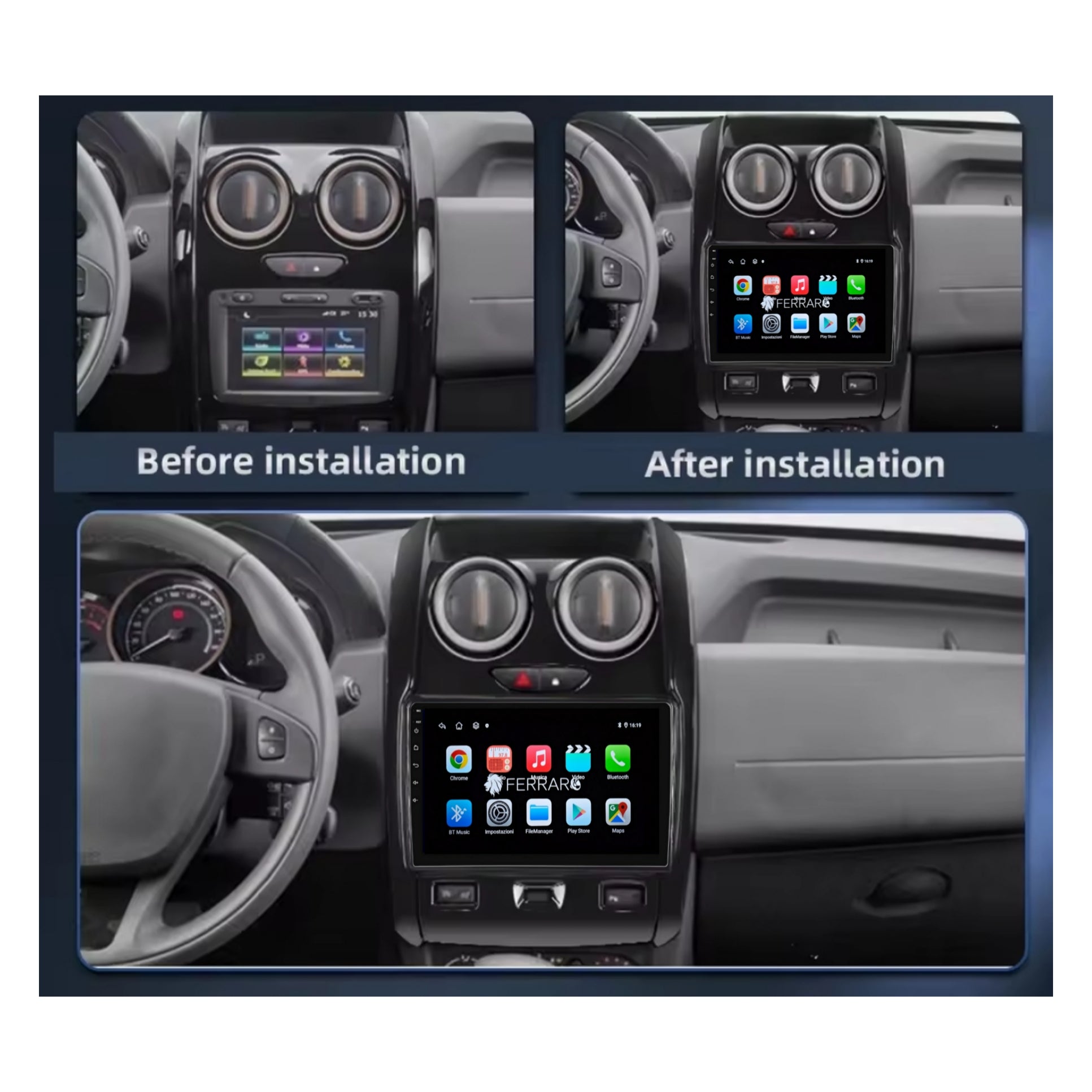 Autoradio per Renault Duster | Lada Largus 9" | Android | Bluetooth | CarPlay | Android Auto | 2GB/4GB/6GB/8GB Ram
