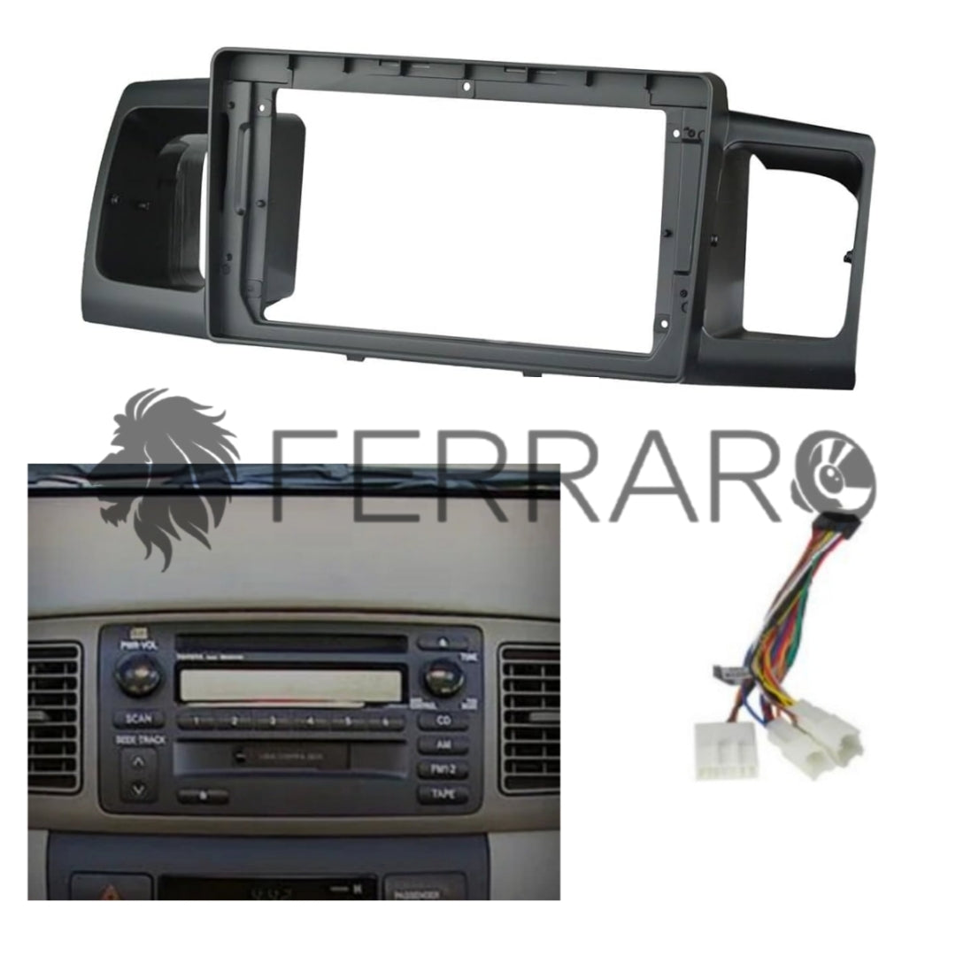 Kit Montaggio Autoradio 9"Pollici Toyota Corolla E120/E130 (2000-2007), Mascherina, Cablaggio per Autoradio Android