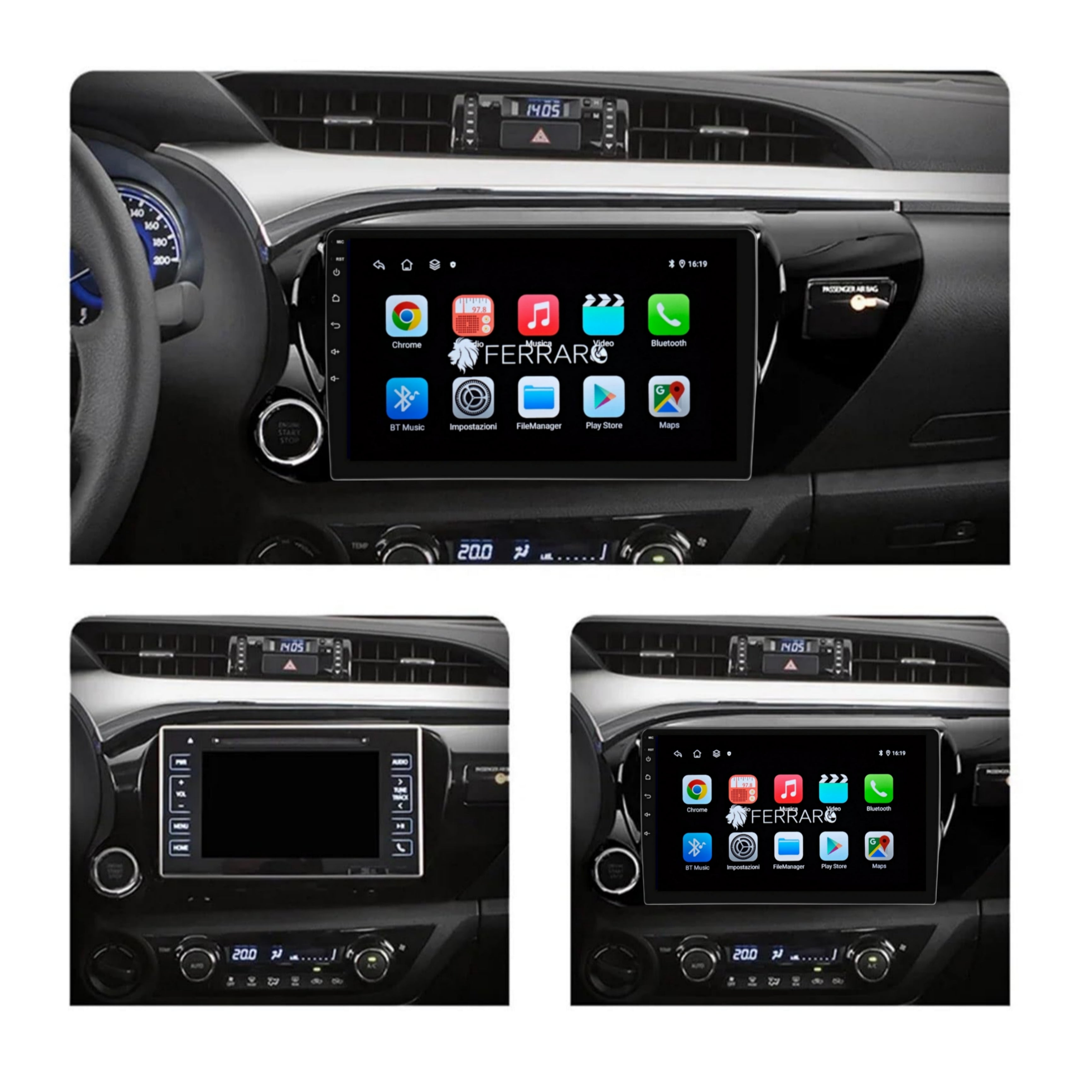 Autoradio per Toyota Hilux AN120 10.1" | 2015-2020 | Android | Bluetooth | CarPlay | Android Auto | 2GB/4GB/8GB Ram