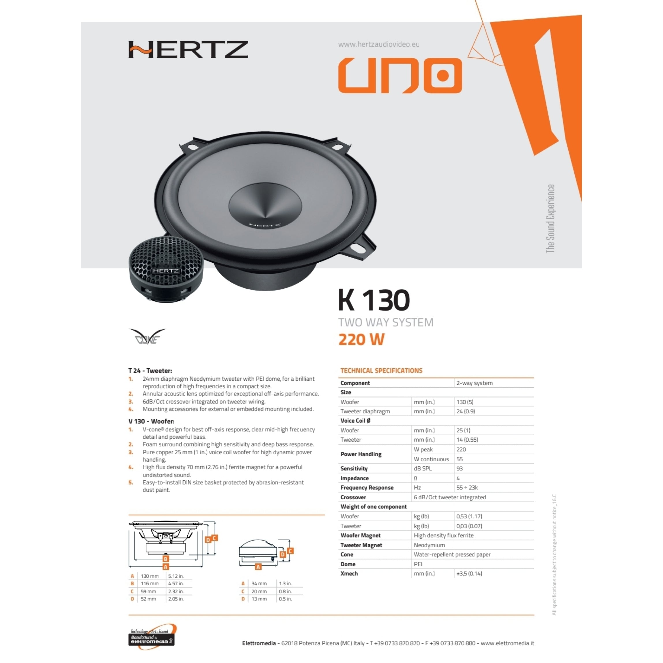 Hertz Kit 6 Casse | X 165 | K 130 | Ant/Post | Bmw Serie 3 E46 dal 2002-2006