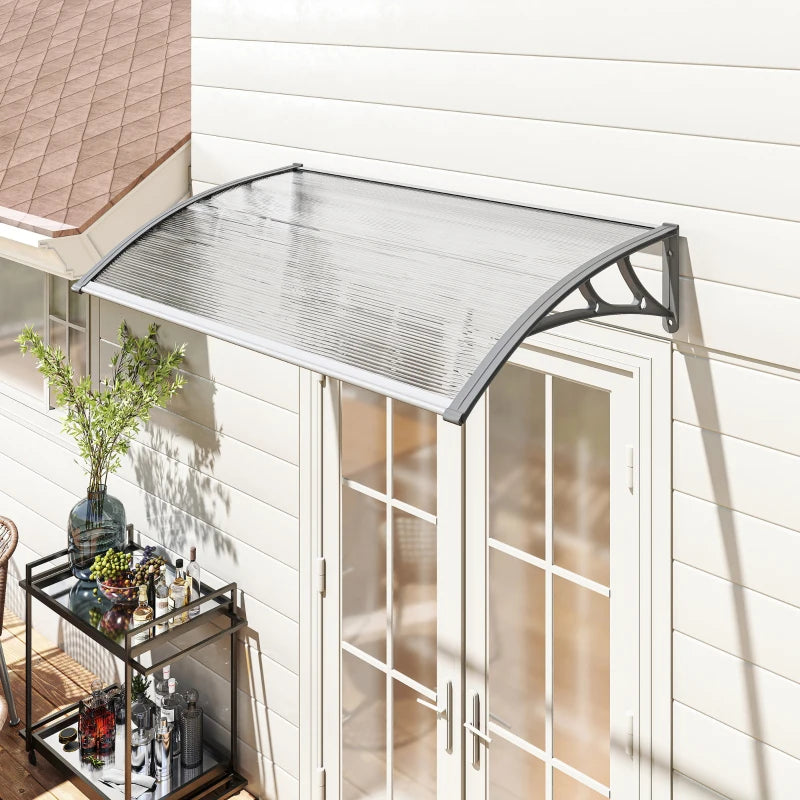 Outsunny Tettoia Moderna in Policarbonato, Alluminio e PP per Balconi, Finestre e Porte, 110x60x18 cm