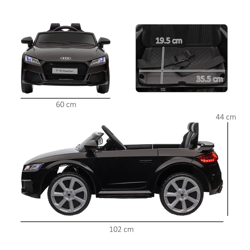 HOMCOM Macchina Elettrica per Bambini 3-5 Anni AUDI TT con Telecomando, Portiere Apribili e Fari LED, Nero