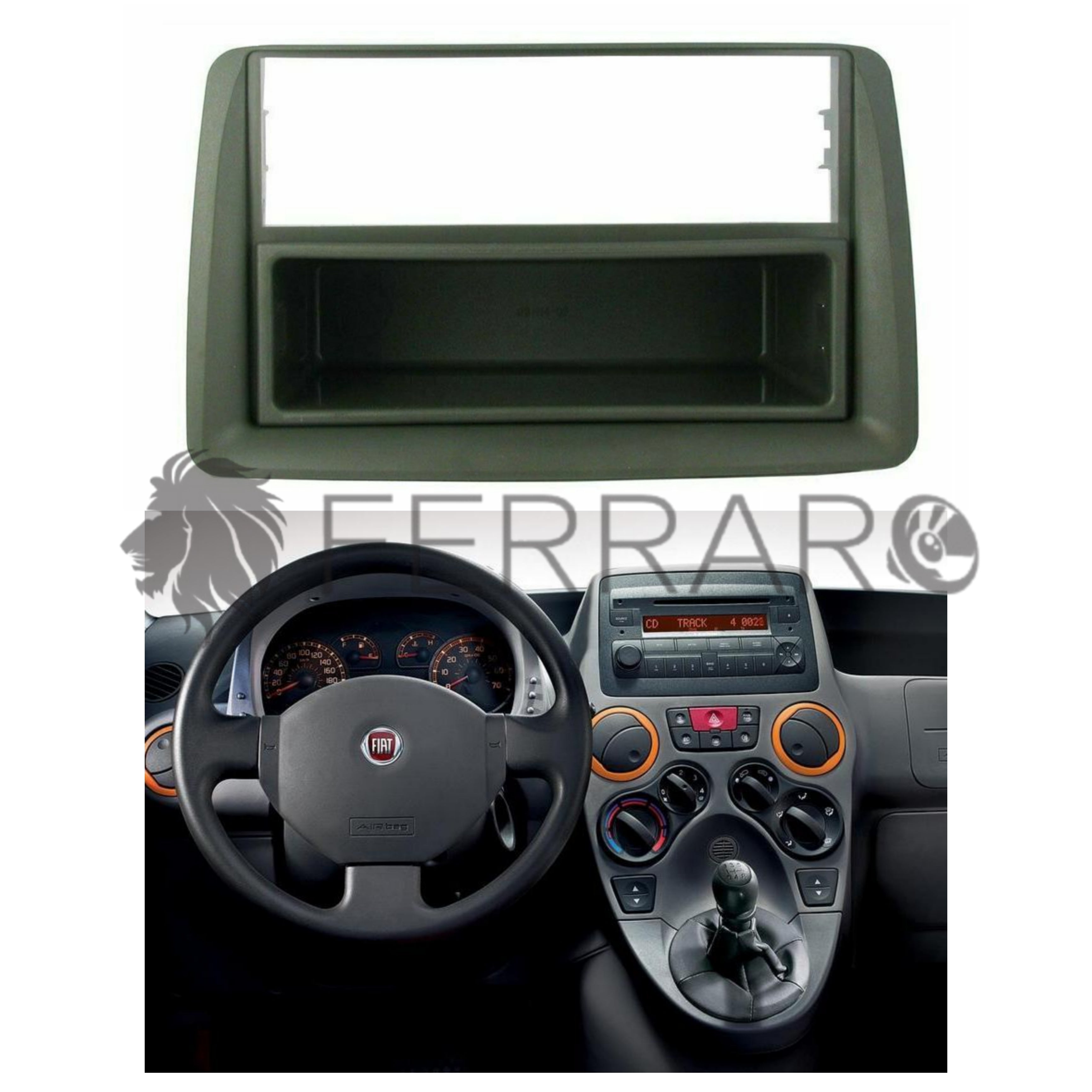 Mascherina 1DIN con Cassetto | Fiat Panda dal 2003> | Modello 169 2a Serie