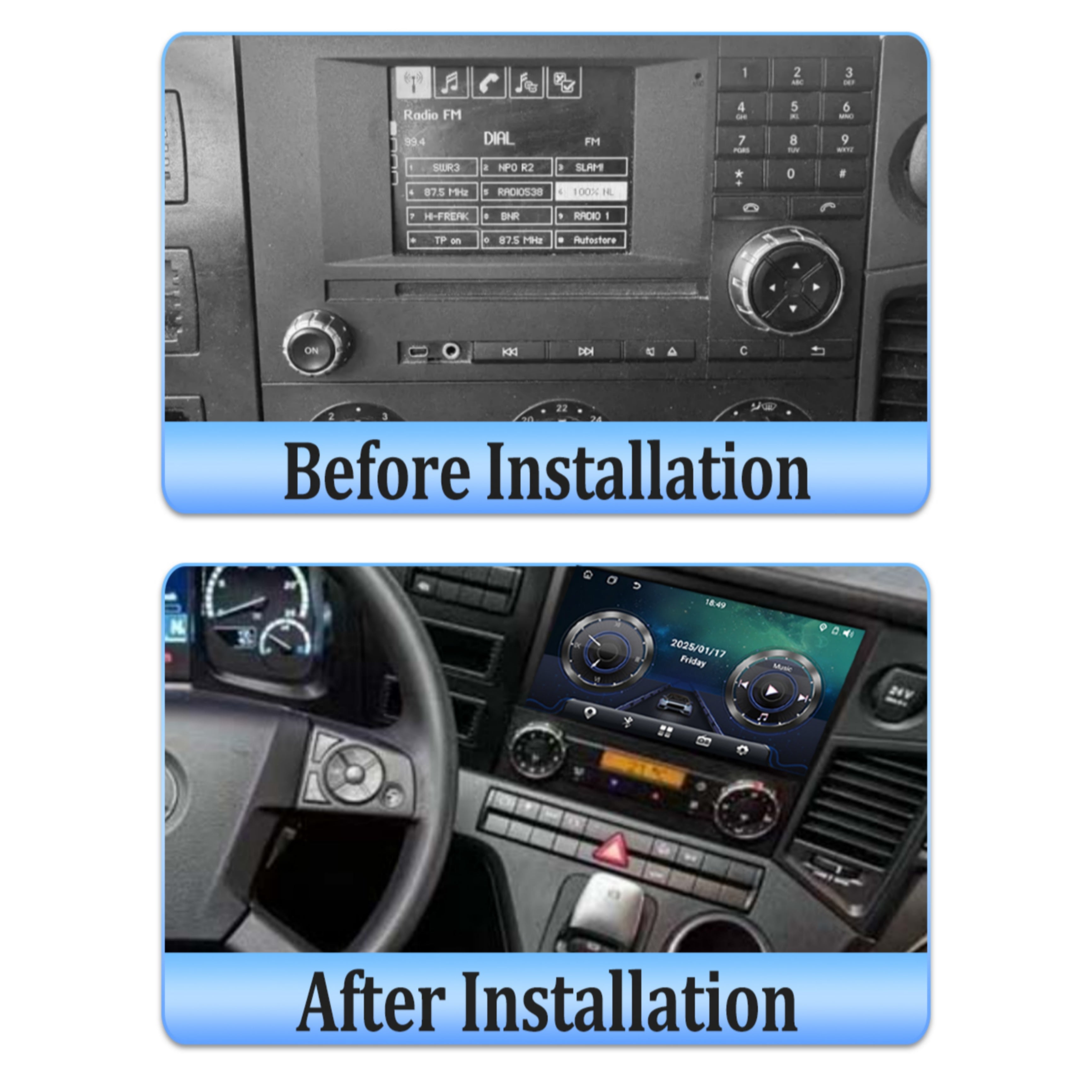 Autoradio per Mercedes Benz Actros 9" | Android | Bluetooth | CarPlay | Android Auto | 2GB/4GB/6GB/8GB Ram