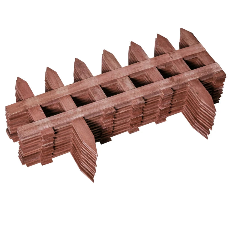 Outsunny Staccionata in Legno di Pino da 12 Pezzi per Aiuole, Giardino e Orto, Altezza 34cm