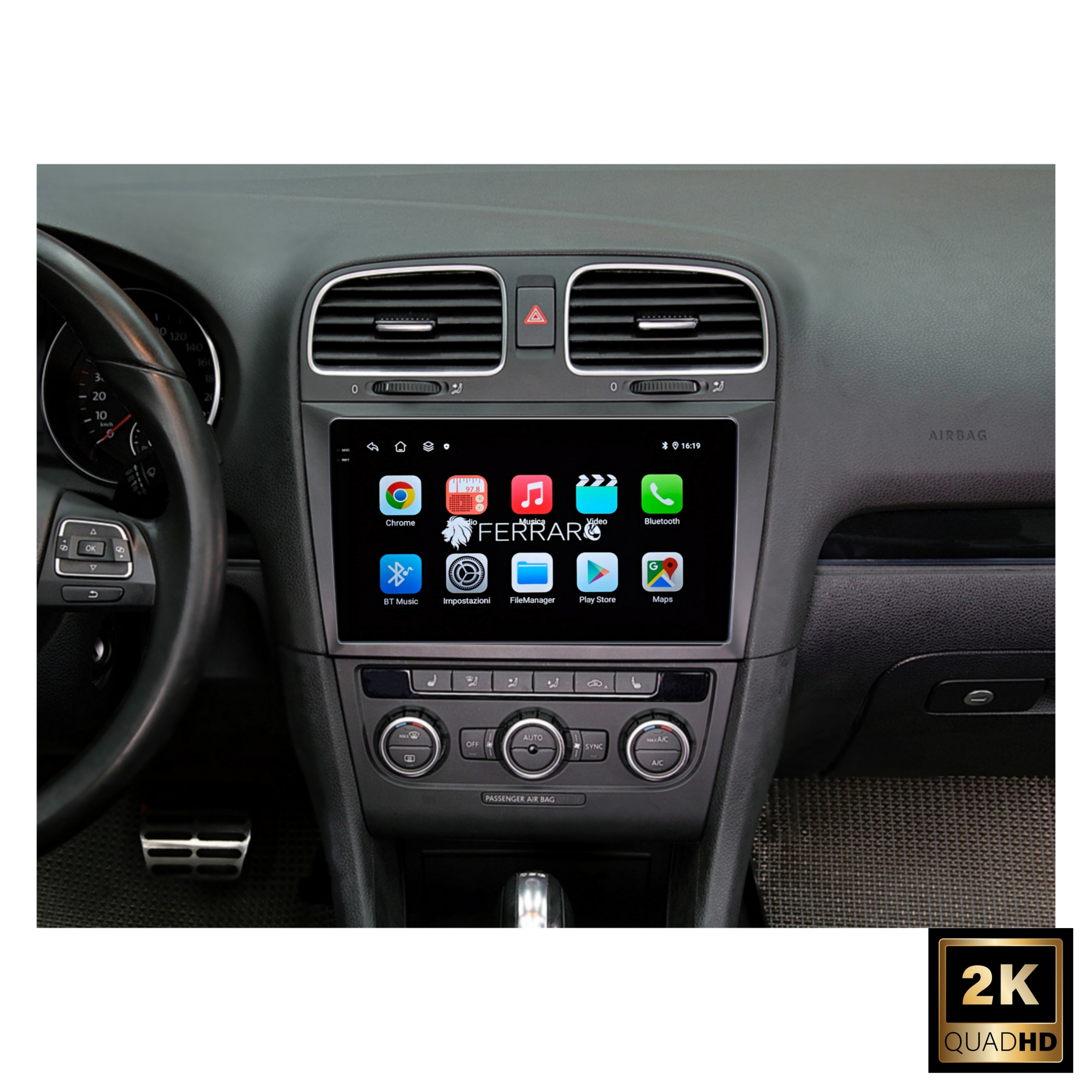 Autoradio per Volkswagen Golf MK6 9" 2K | 2008-2016 | Android | Bluetooth | CarPlay | Android Auto | 12/256GB Ram