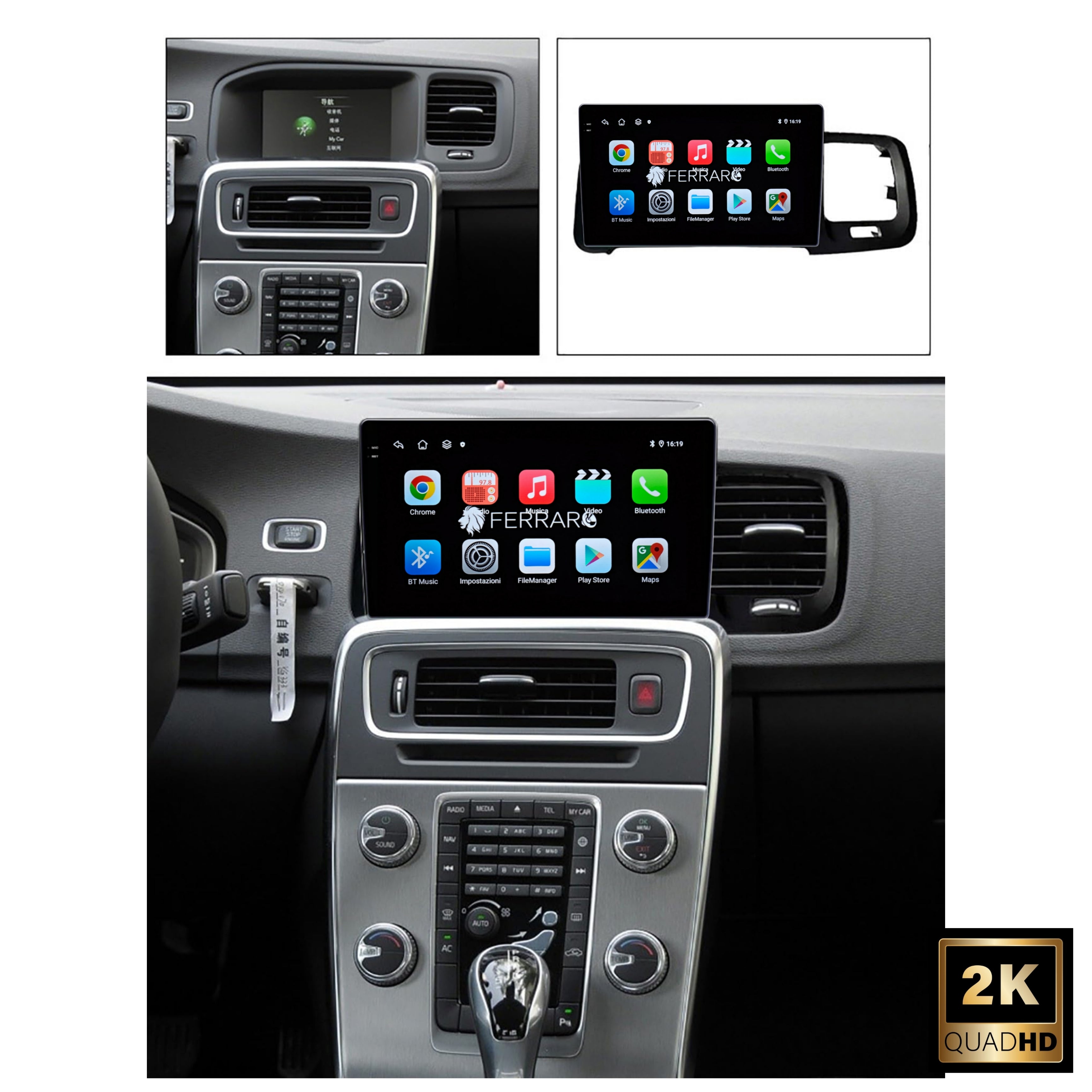 Autoradio per Volvo S60 | V60 9" 2K | 2008-2020 | Android | Bluetooth | CarPlay | Android Auto | 12/256GB Ram