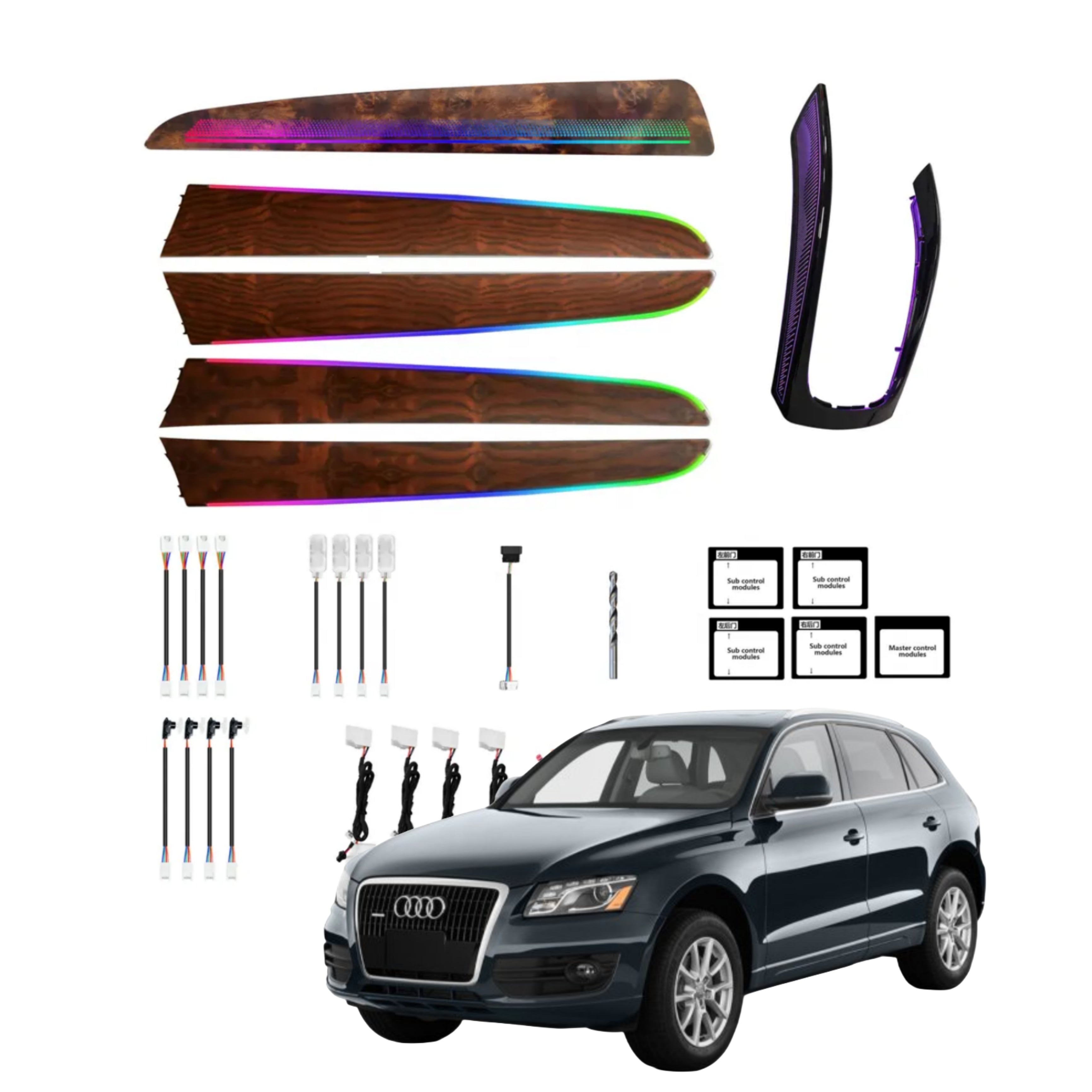 Ambient Light per Audi Q5 (2010-2017), 64 Colori RGB