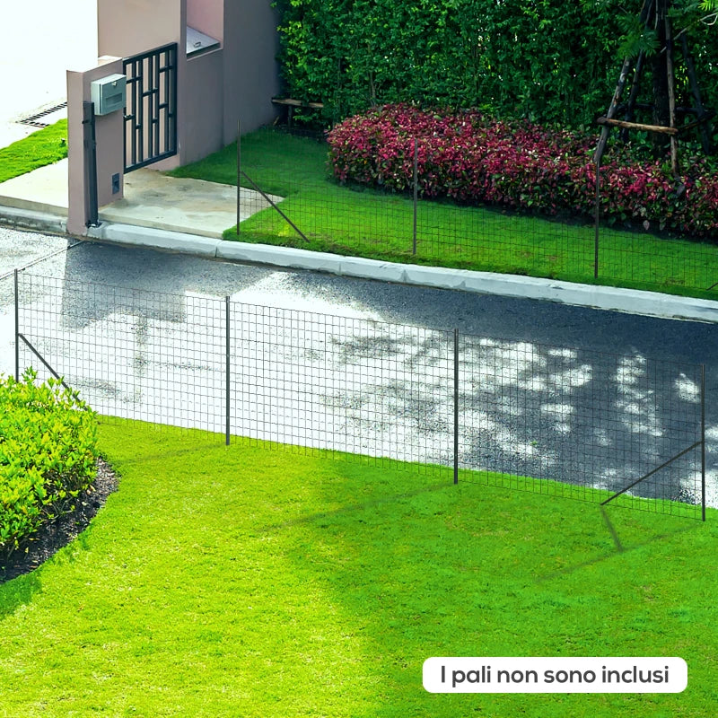Outsunny Rete di Recinzione in Acciaio e PVC per Spazi Esterni, Rotolo da 25 m e Altezza 1.7 m, Verde