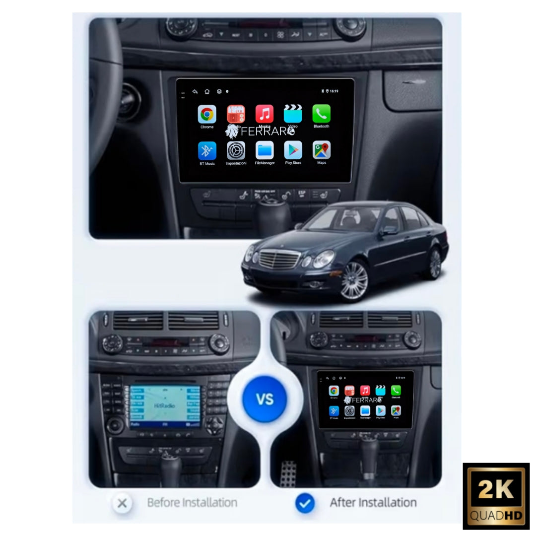 Autoradio per Mercedes Classe E W211 9" 2K | 2002-2009 | Android | Bluetooth | CarPlay | Android Auto | 12/256GB Ram