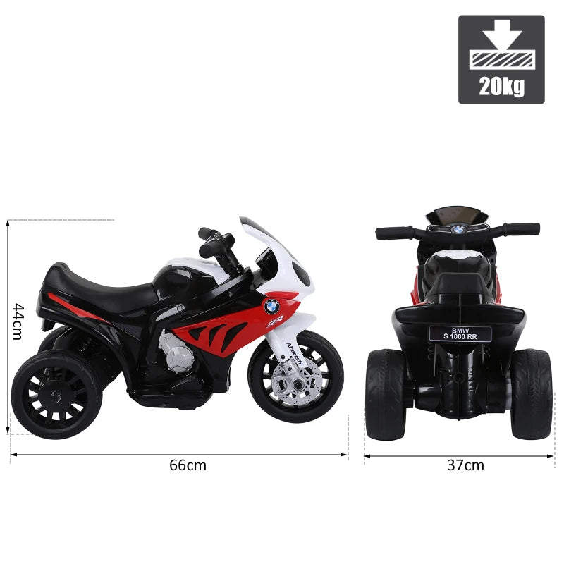 HOMCOM Moto Elettrica per Bambini Max. 20kg con Licenza BMW, Macchina Elettrica con 3 Ruote, Batteria Ricaricabile 6V, Bianco Rosso, 66x37x44cm