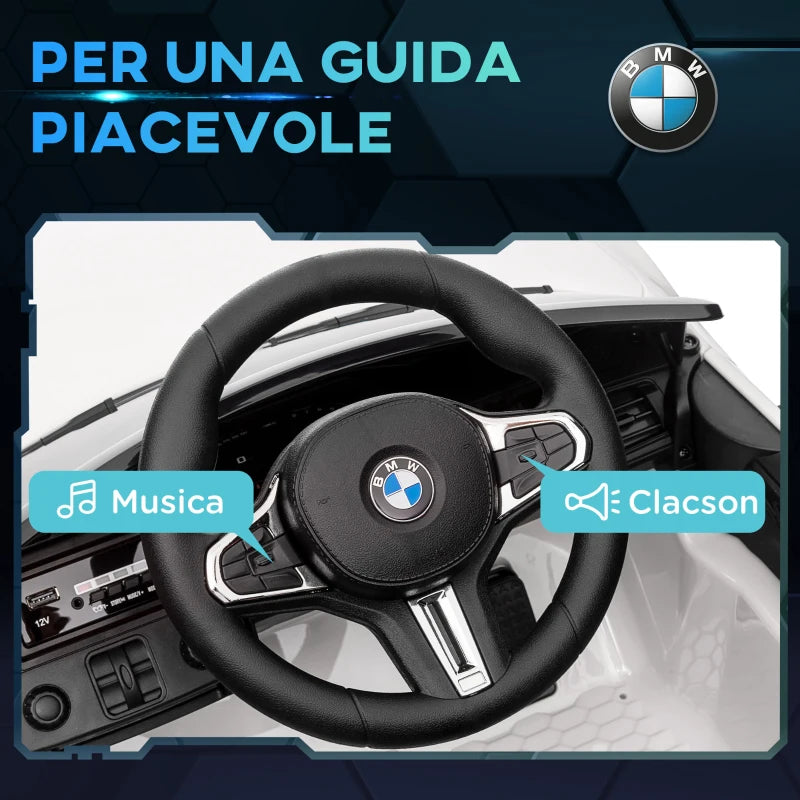 AIYAPLAY Macchina Elettrica per Bambini a Licenza BMW M4 con Telecomando, Clacson e Fari, 108x69.5x51 cm, Bianca