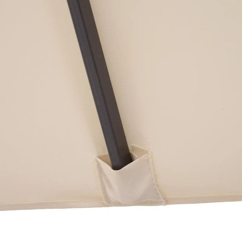 Outsunny Ombrellone Doppio da Giardino 4.6x2.7 m a 12 Stecche con Prese d'Aria e Manovella, Ombrellone per Esterni in Acciaio e Poliestere, Anti UV, Beige