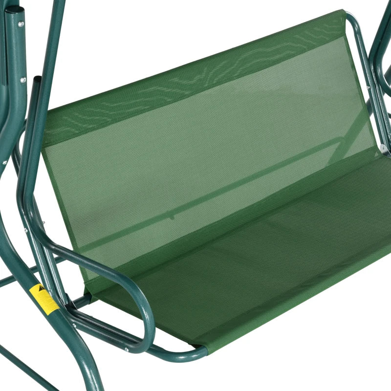 Outsunny Dondolo 3 Posti con Tettuccio Regolabile e Cuscini, in Acciaio e Poliestere, 170x110x153 cm, Verde e Bianco