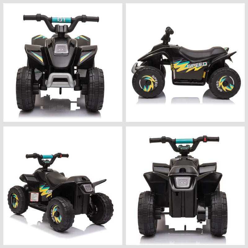 HOMCOM Quad Elettrico per Bambini 18-36 Mesi con Batteria Ricaricabile da 6V, 72x40x45.5 cm, Nero