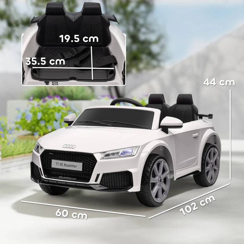 HOMCOM Macchina Elettrica per Bambini 3-5 Anni AUDI TT con Telecomando, Portiere Apribili e Fari LED, Bianco