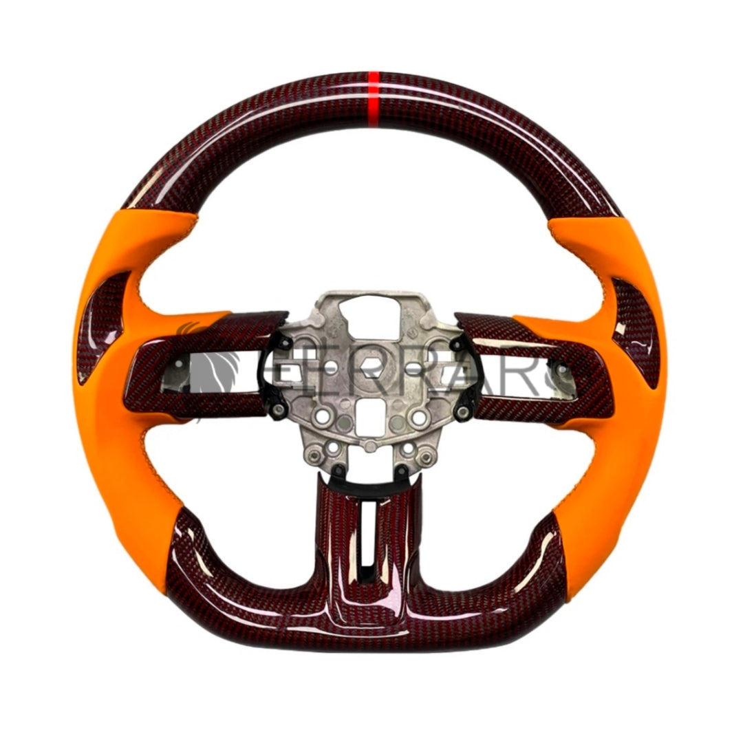 Volante Sportivo per Ford Mustang GT (2015-2022), Carbonio, Customizzato in Pelle