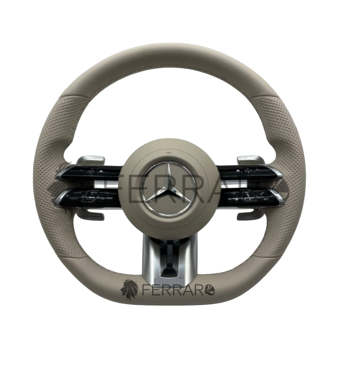 Volante per Mercedes, Beige, Logo Argento, AMG