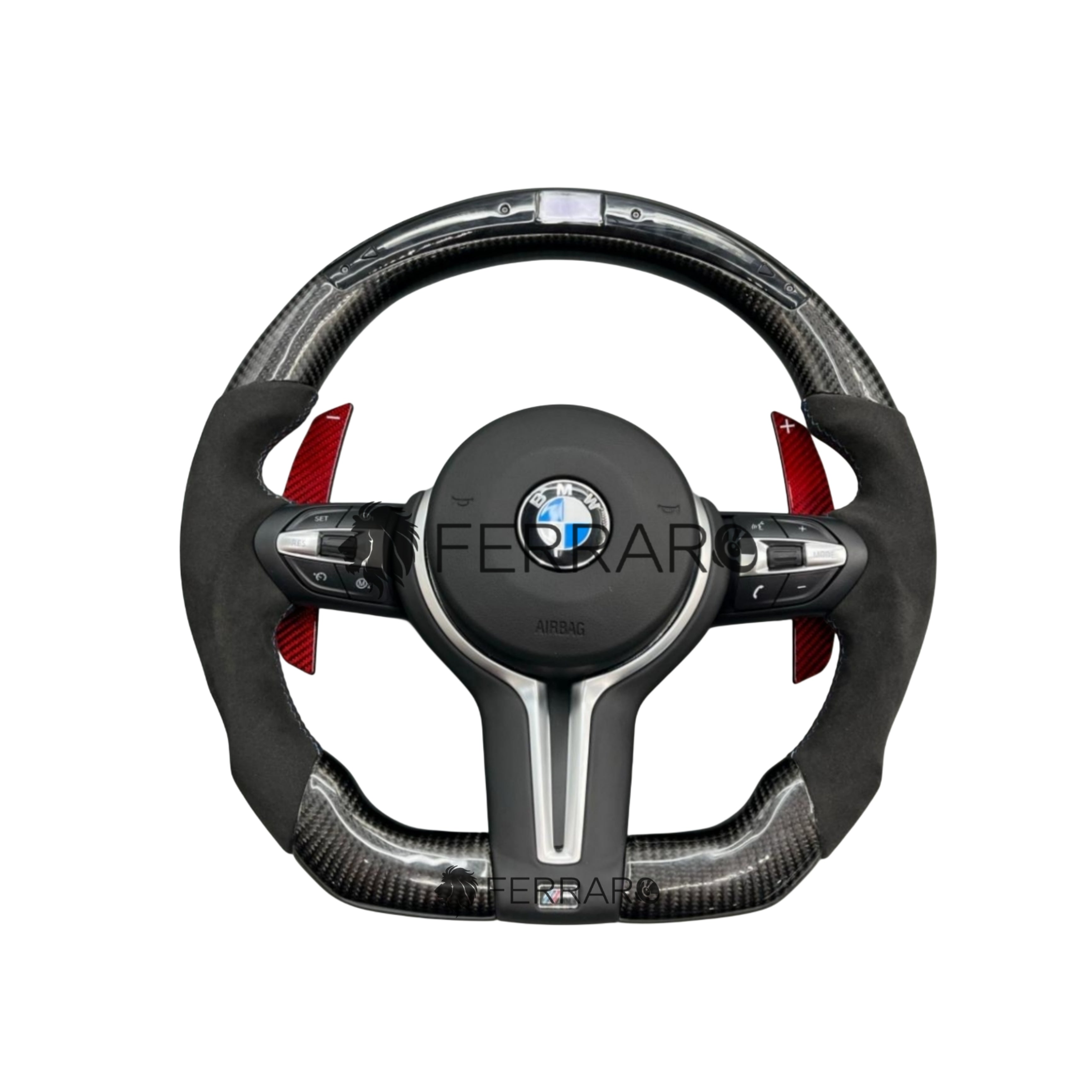 Volante per BMW, Carbonio Diagonale, LED, Linea Tricolore, Sport